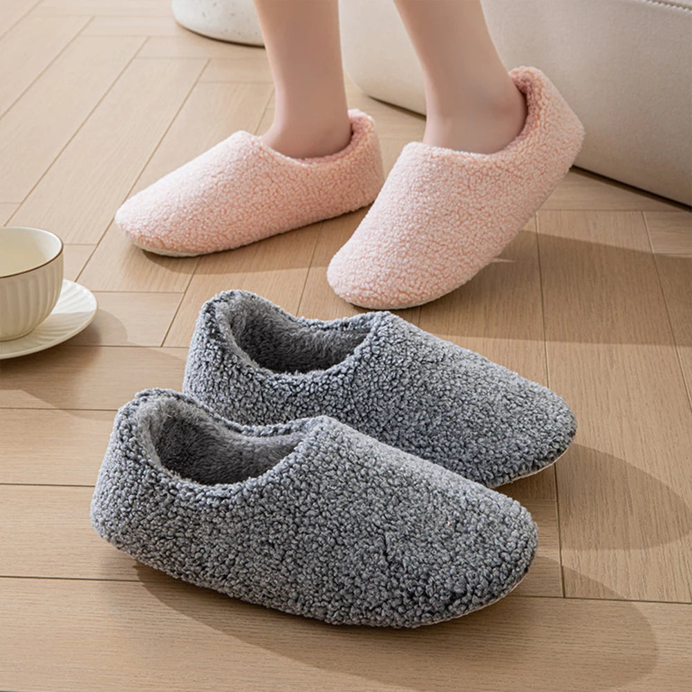 Cozy Women Plush Closed-Back Slippers | Warm Comfortable Indoor Shoes