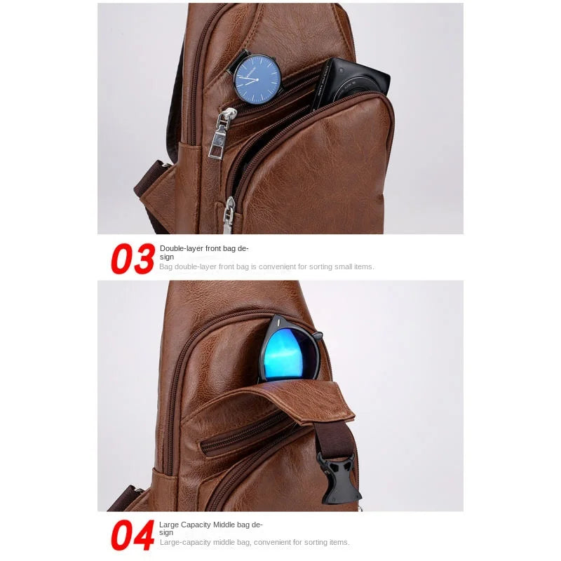 Men's Chest Bag with Headphone Hole | Versatile USB Shoulder Pack