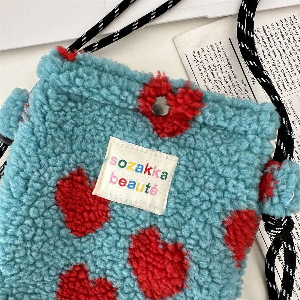 Cute Plush Dot Crossbody Bags for Women | Portable Shoulder Bag