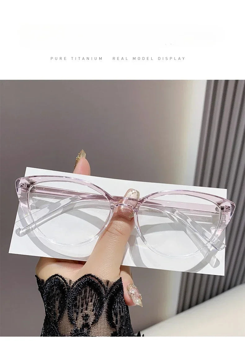 Fashionable cat-eye full-frame reading glasses, retro style, fashionable anti-blue light glasses, ladies' reading glasses