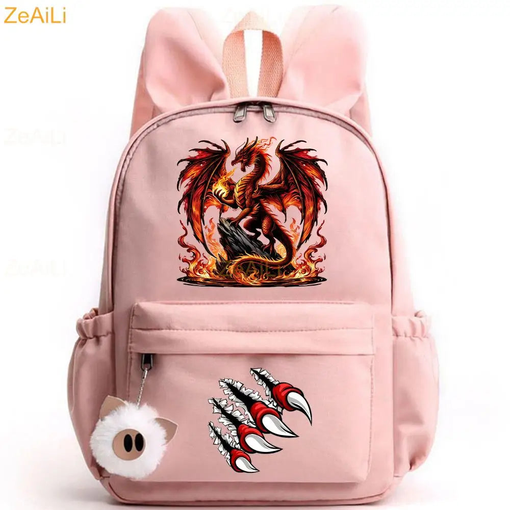 Retro Wolf Head Paw Backpack | Stylish Casual School Rucksack