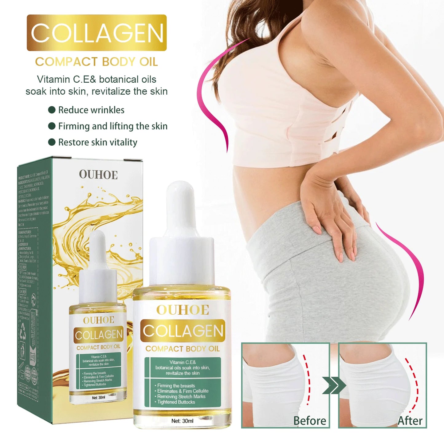Collagen Body Oil for Skin Tightening & Firming Treatment
