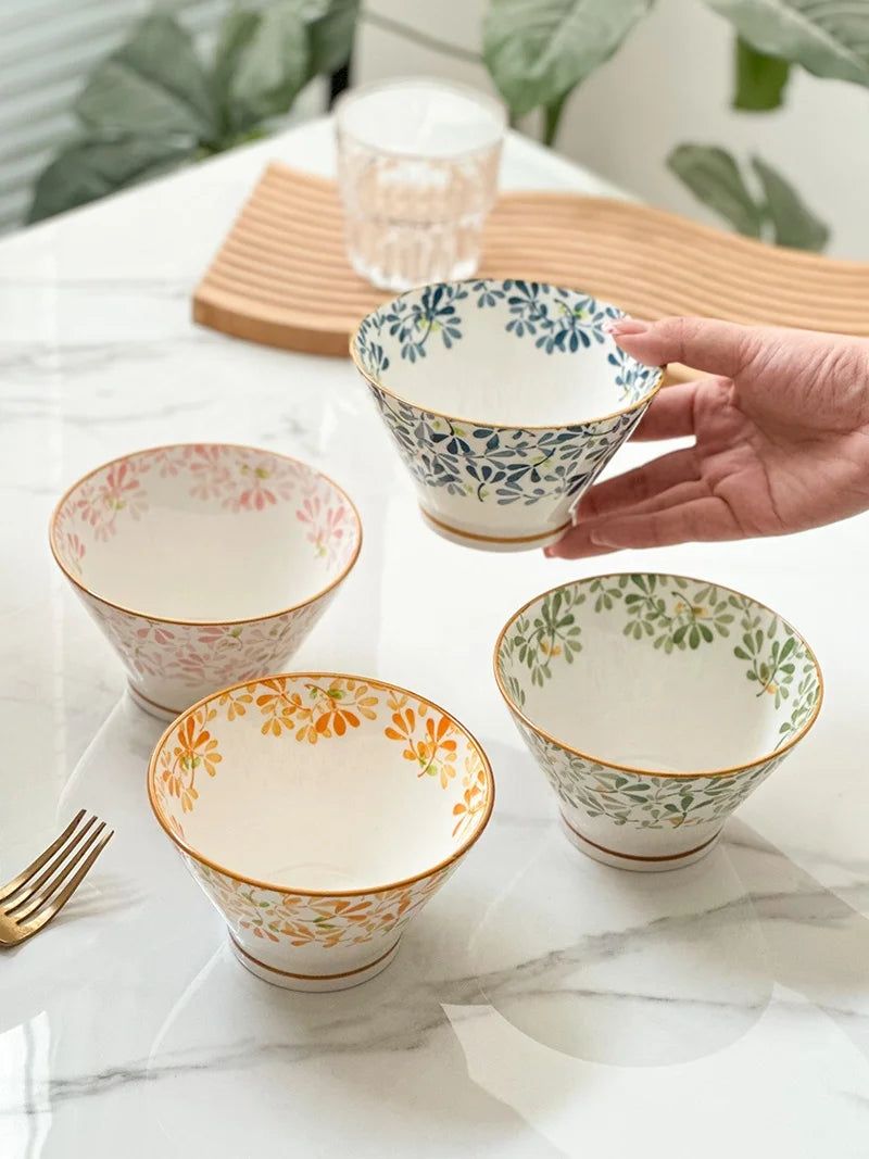 Ceramic Hat-shaped Bowl Gift Set | Elegant Floral Dinnerware