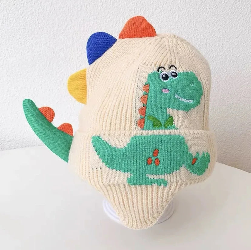 Kids Dinosaur Knitted Beanie Hat | Funny Warm Winter Cap