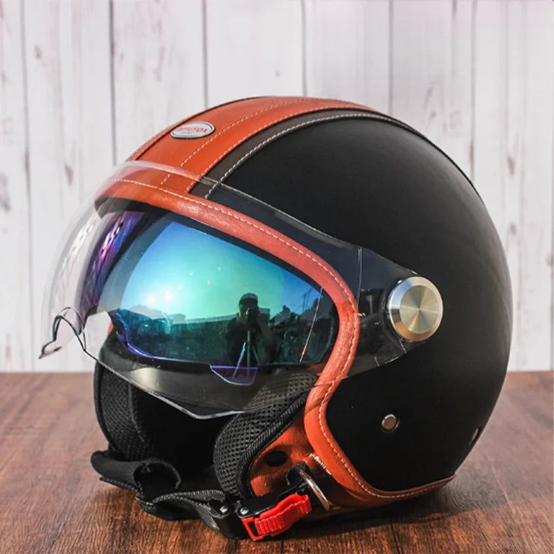 Unisex Open Face Motorcycle Helmet with Double Visors | Safe & Stylish