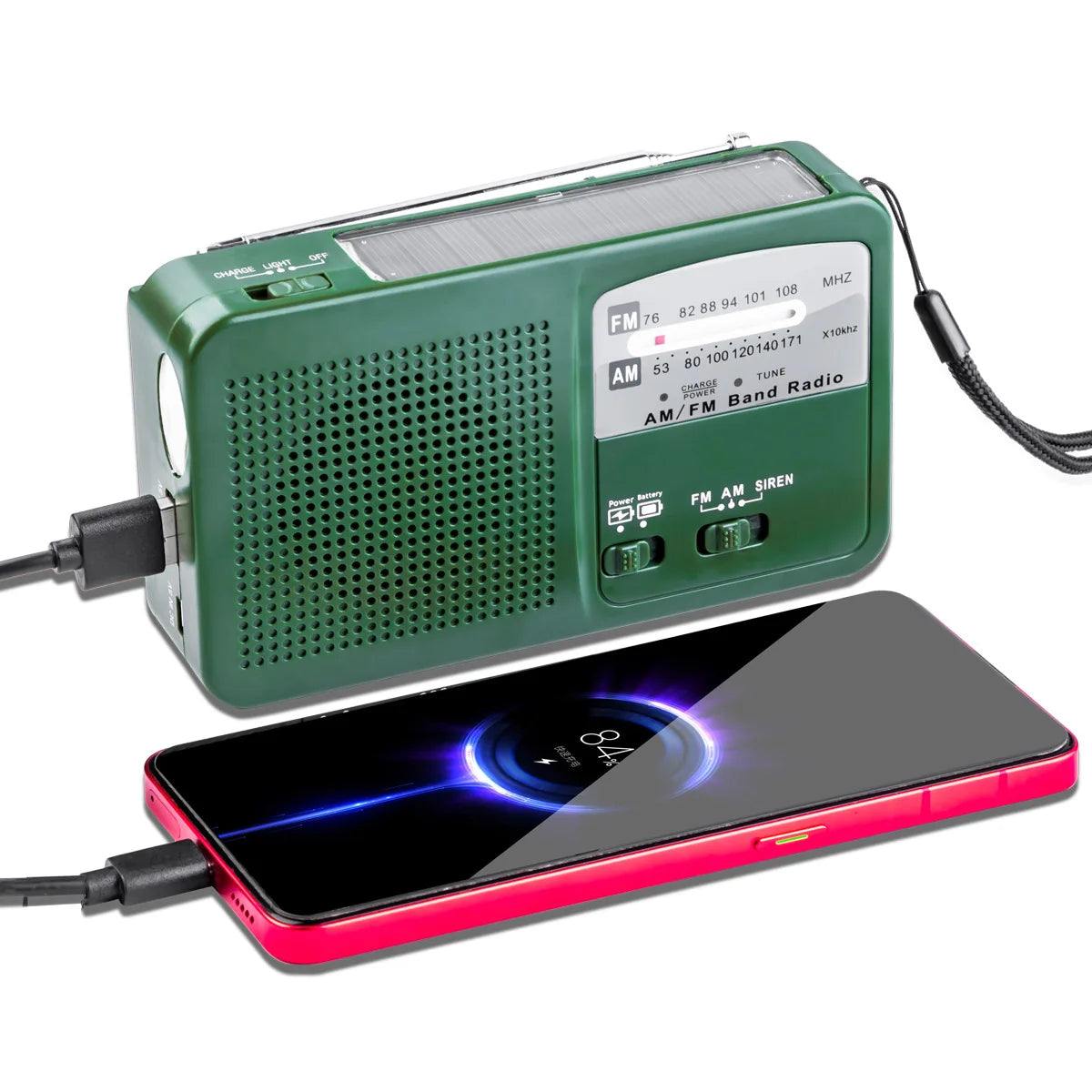 Versatile Solar-Powered Hand Crank Radio Flashlight Charger