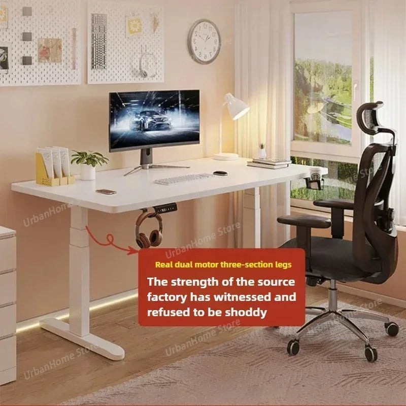 Solid Wood Electric Lifting Table | Versatile Office & Gaming Desk