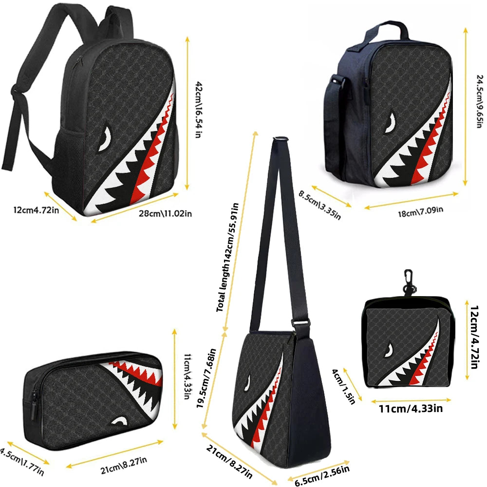 Trendy Shark Graphic Backpack Set | Ideal for School & Adventures