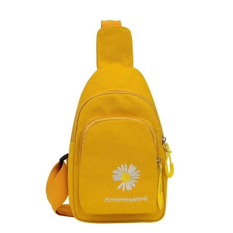 Stylish Embroidered Canvas Chest Bag | Women’s Daily Crossbody Bag