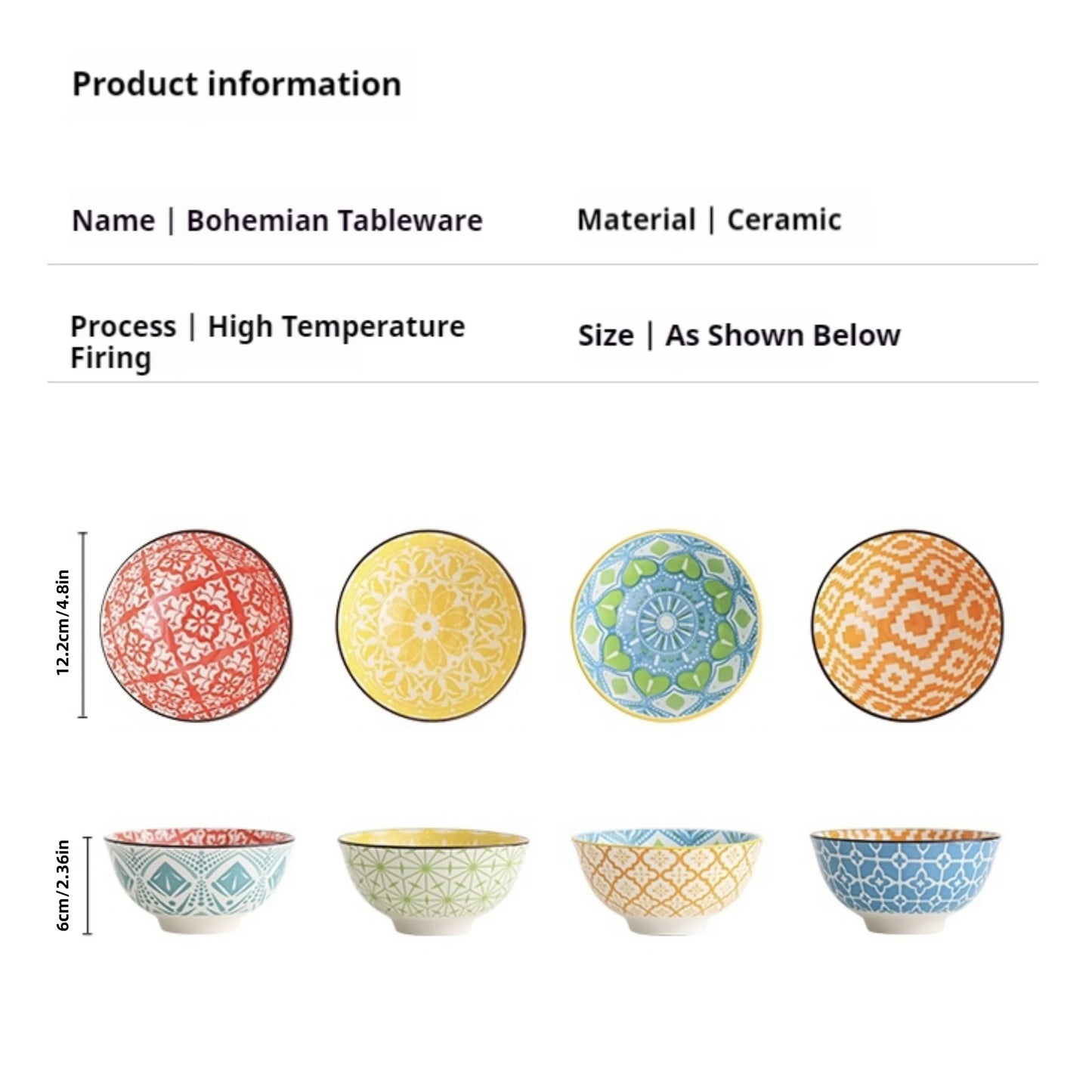 4-Piece Bohemian Ceramic Bowl Set for Every Occasion