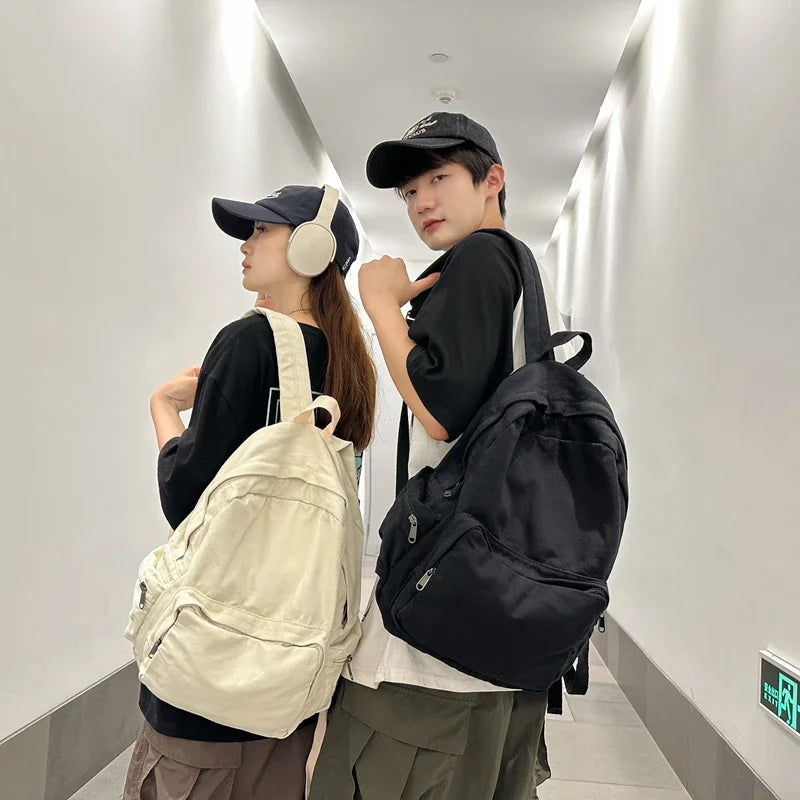 Vintage Washed Canvas Backpack | Stylish School & Travel Bag