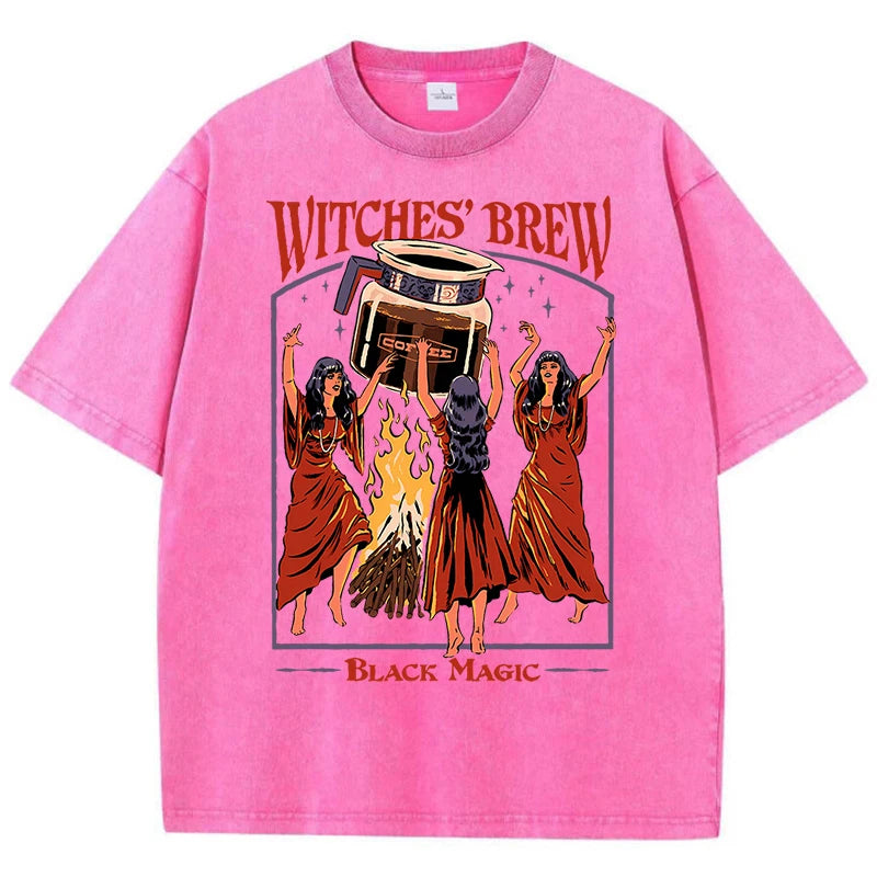 Breathable Cotton Casual Tee | Vintage Black Magic T-Shirt