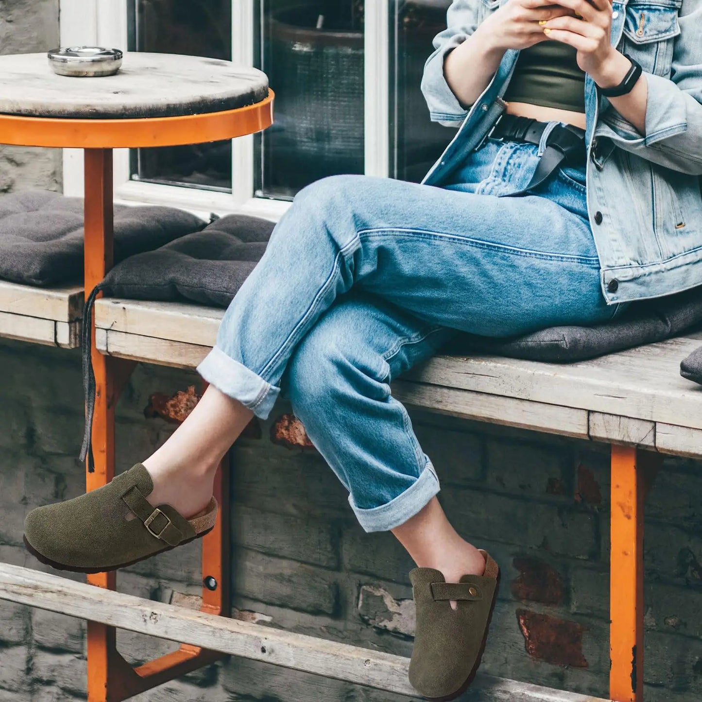 Women's Genuine Leather Clogs with Cork Footbed | Slip-On Comfort Slippers