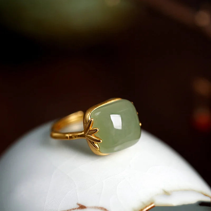 Adjustable Geometric Jade Ring for Women | Vintage Jewelry Gift