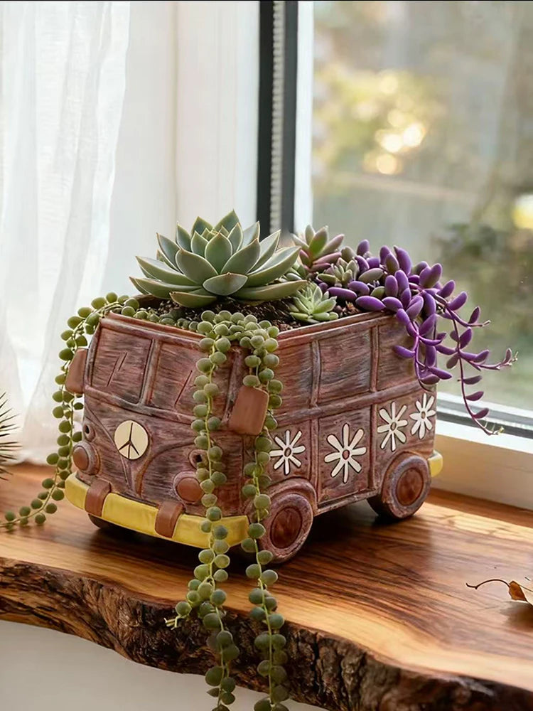 Creative Bus Car Flowerpot | Unique Home Garden Decor