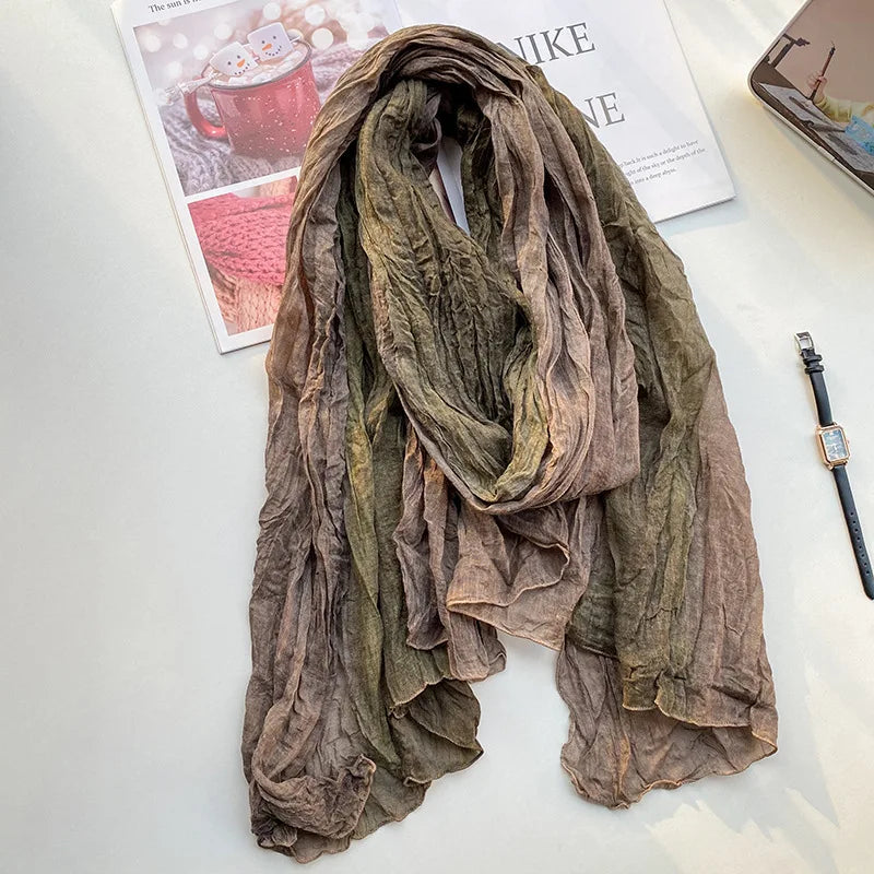 Stylish Tie-Dye Cotton Linen Scarf | Multifunctional Hip Hop Shawl