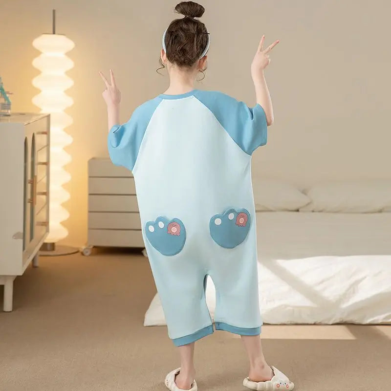 Kids' Cute Cartoon Loungewear One-Piece Pajamas for Summer