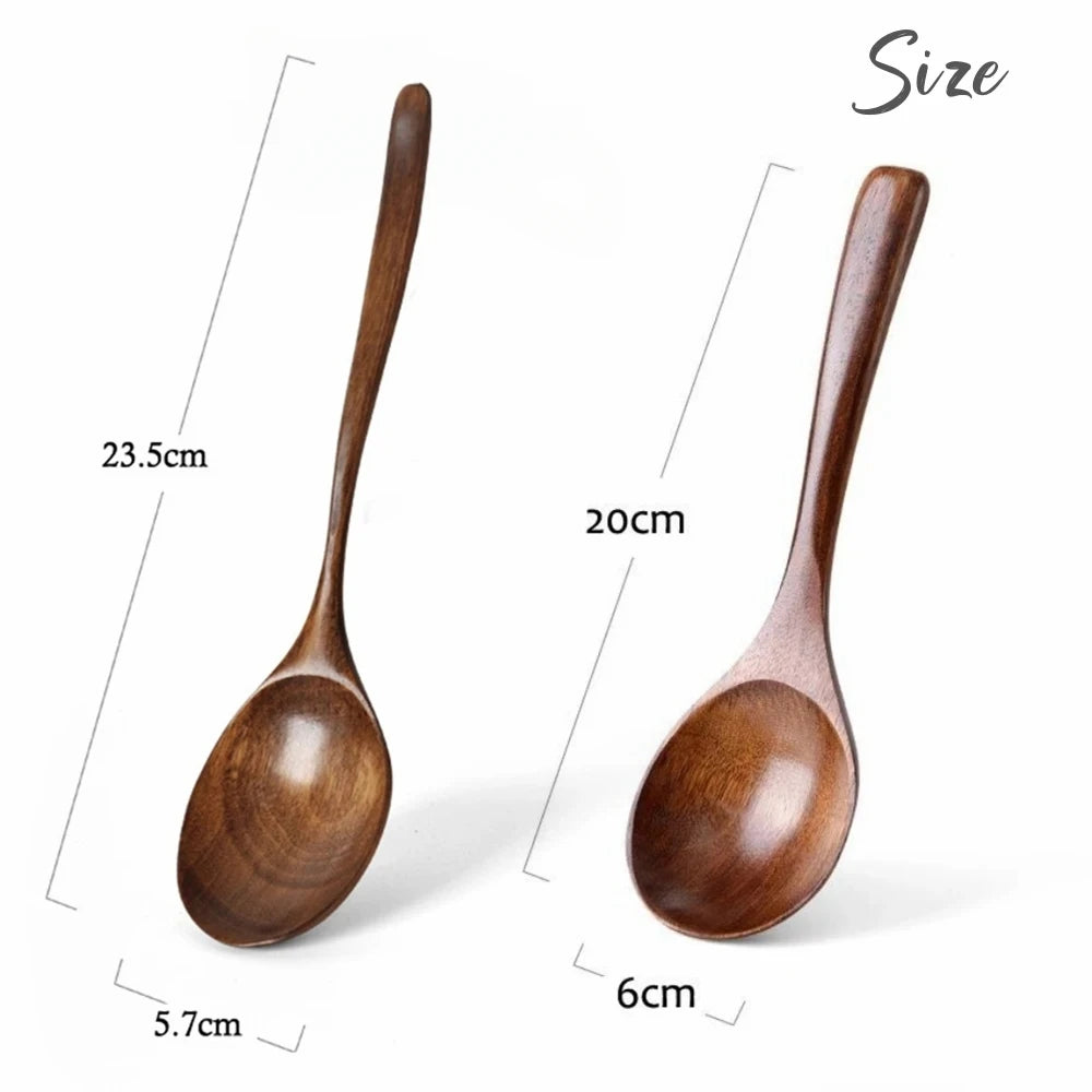 Natural Long Handle Wooden Spoon | Japanese-Style Cooking Utensil