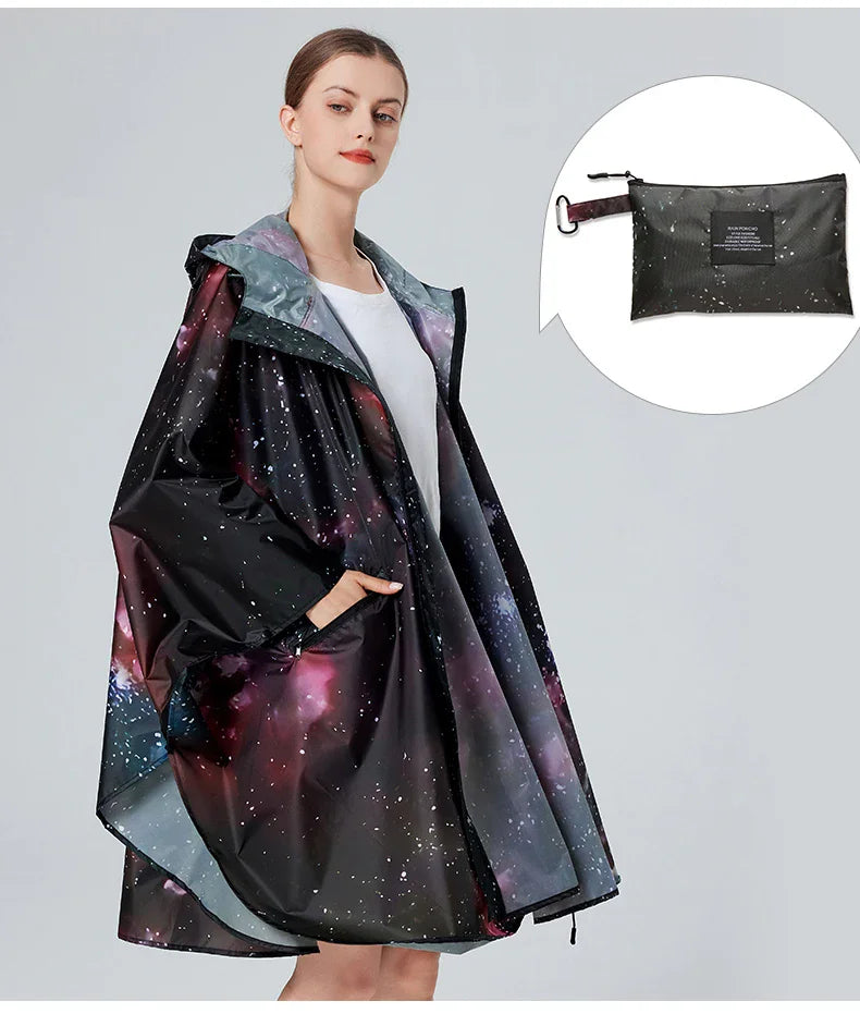 Big Size Women Gradient Color Raincoat | Lightweight Waterproof Cloak