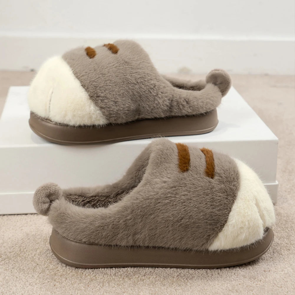 Cute Cat Paw Plush Slippers | Cozy Furry Winter Indoor Shoes