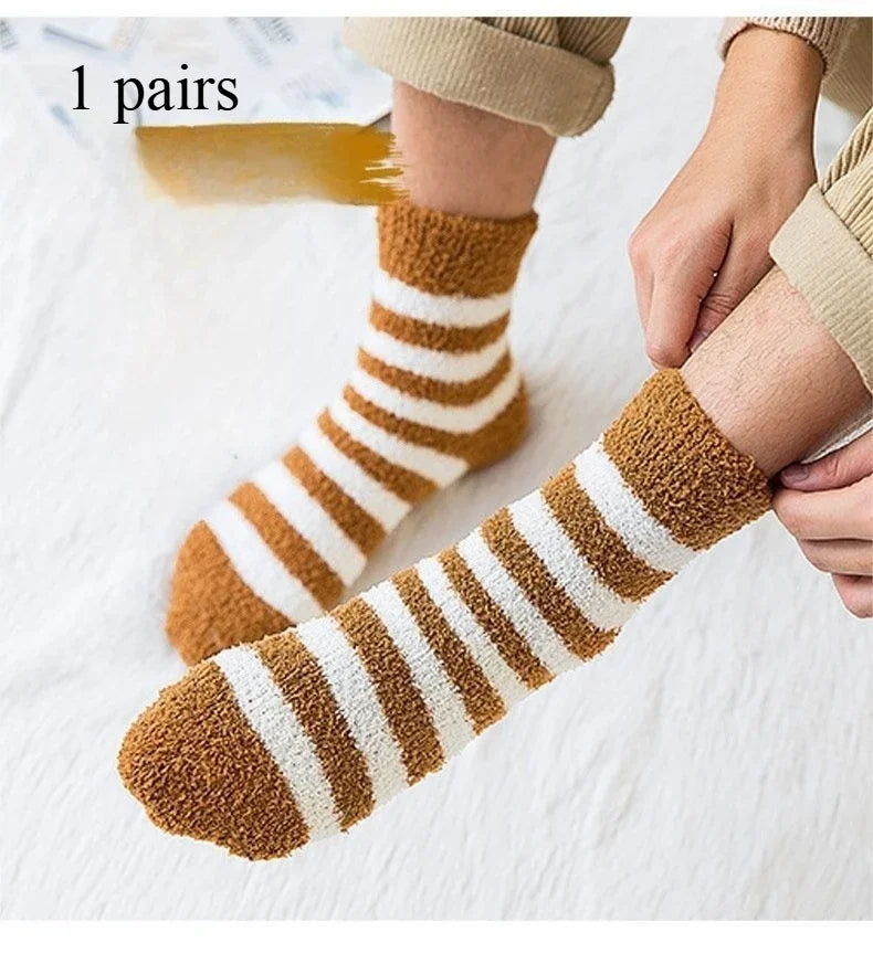 Cozy Winter Coral Fleece Mid Tube Socks | Warm & Stylish Comfort