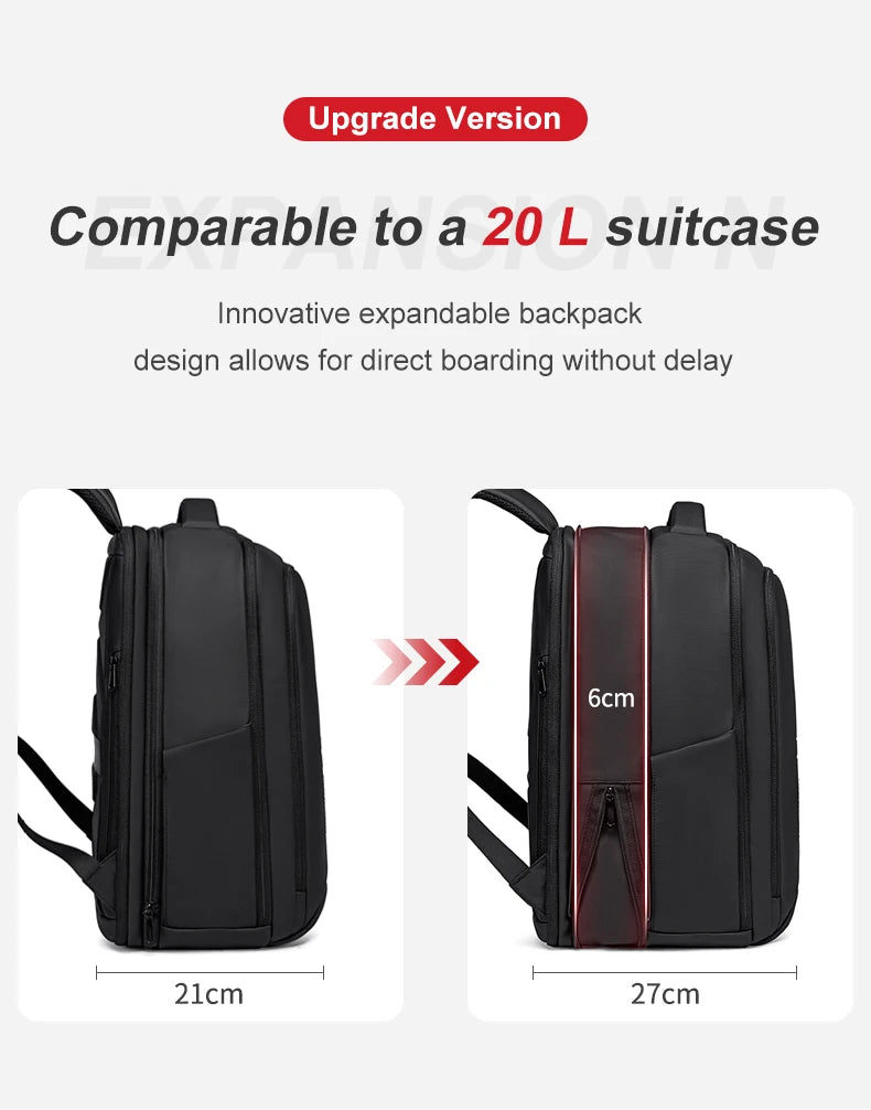 Men's 16-Inch Laptop Backpack | Expandable Travel Bag with High Capacity