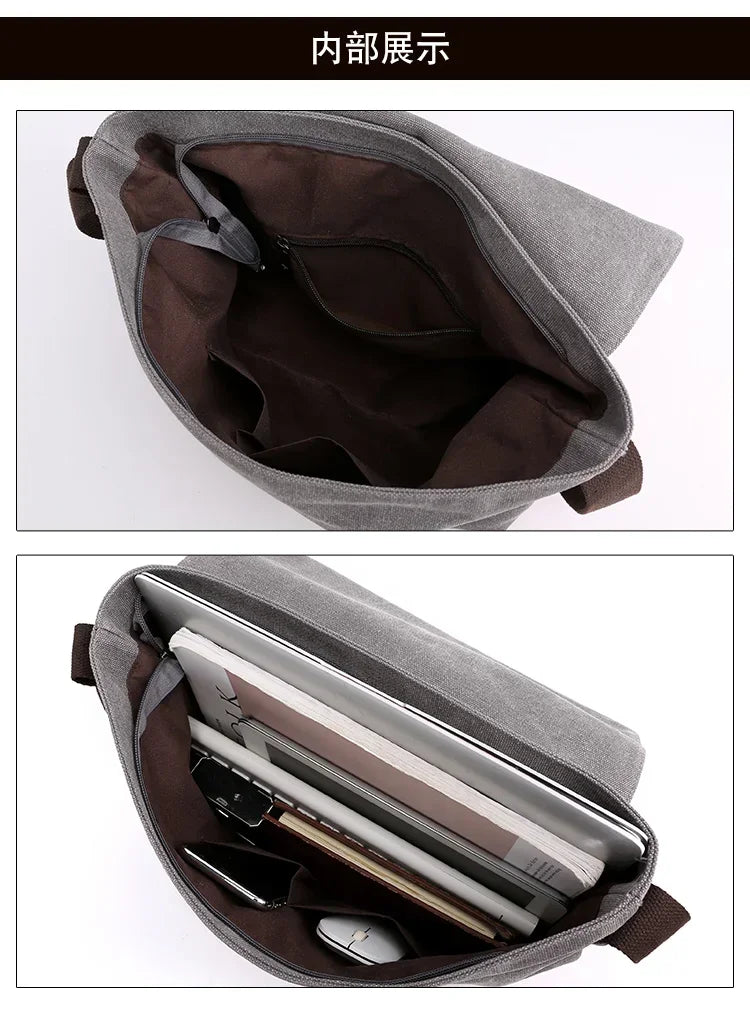 Bolso bandolera de lona de alta calidad para hombre | Elegante bolso satchel