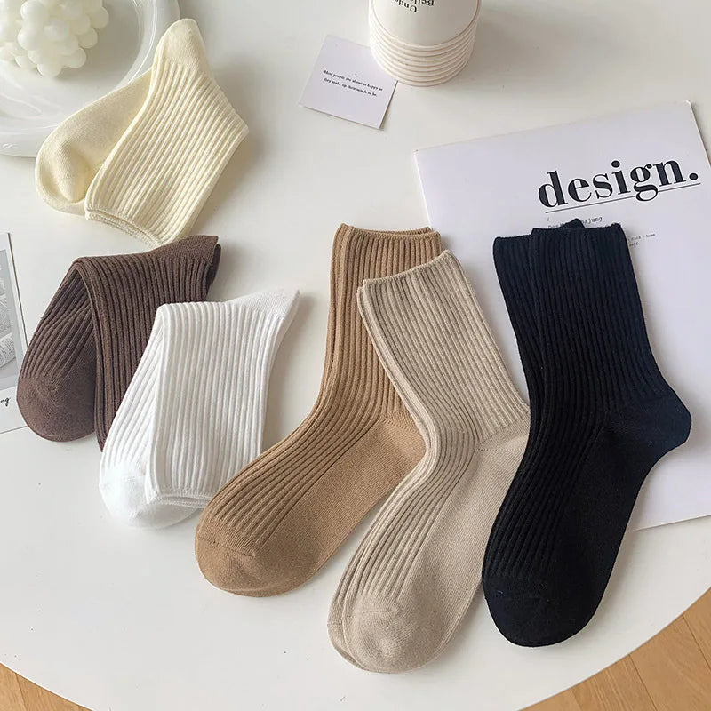 6 Pairs Women's Winter Cotton Socks | Cozy & Stylish Warmth