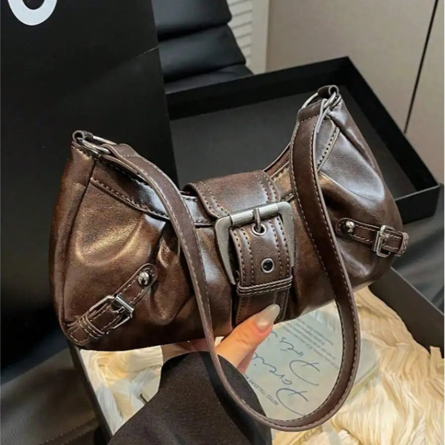 Y2K Retro Soft Matte Leather Motorcycle Bag | Stylish Shoulder Bag