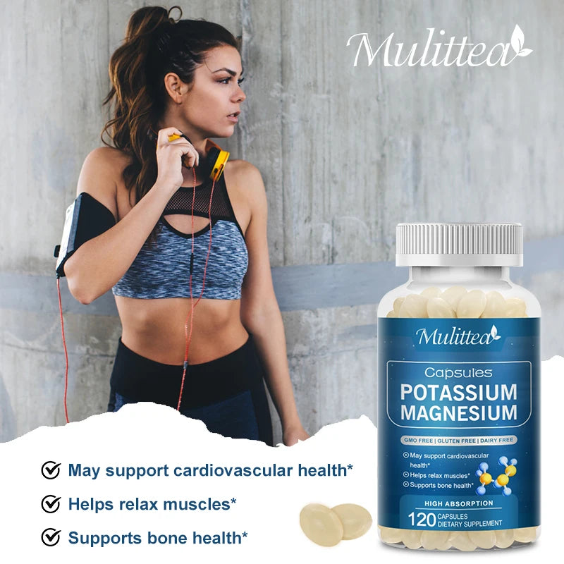Potassium Magnesium Capsules for Muscle Cramps & Sleep Quality