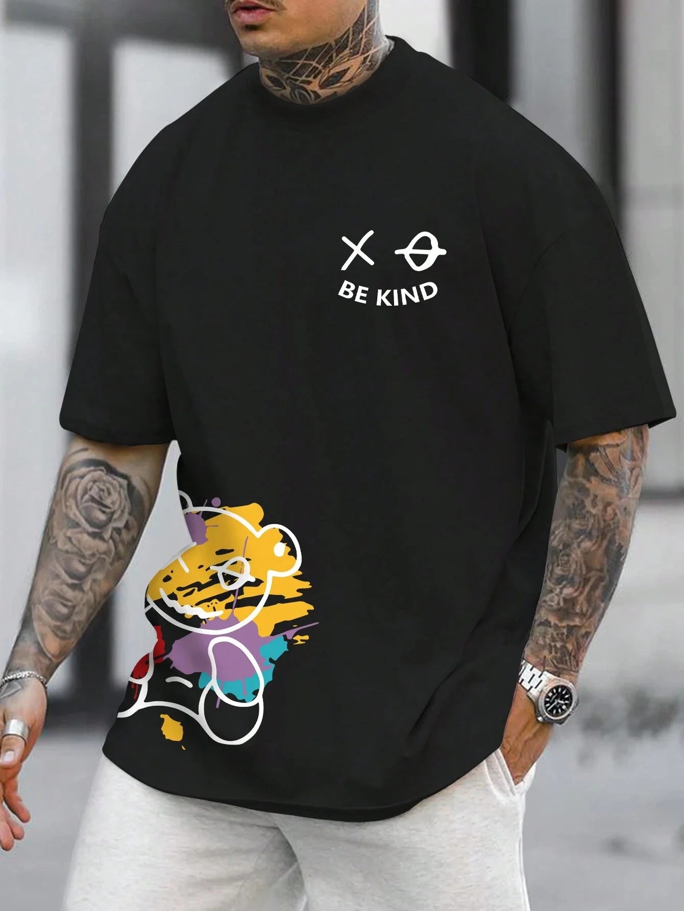Men's Casual Cartoon Print T-Shirt | Comfortable 100% Cotton Top