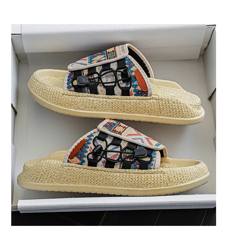 Men's European and American Style Outdoor Slippers, Thick-soled Fashionable Flip Flops for Beach and Leisure