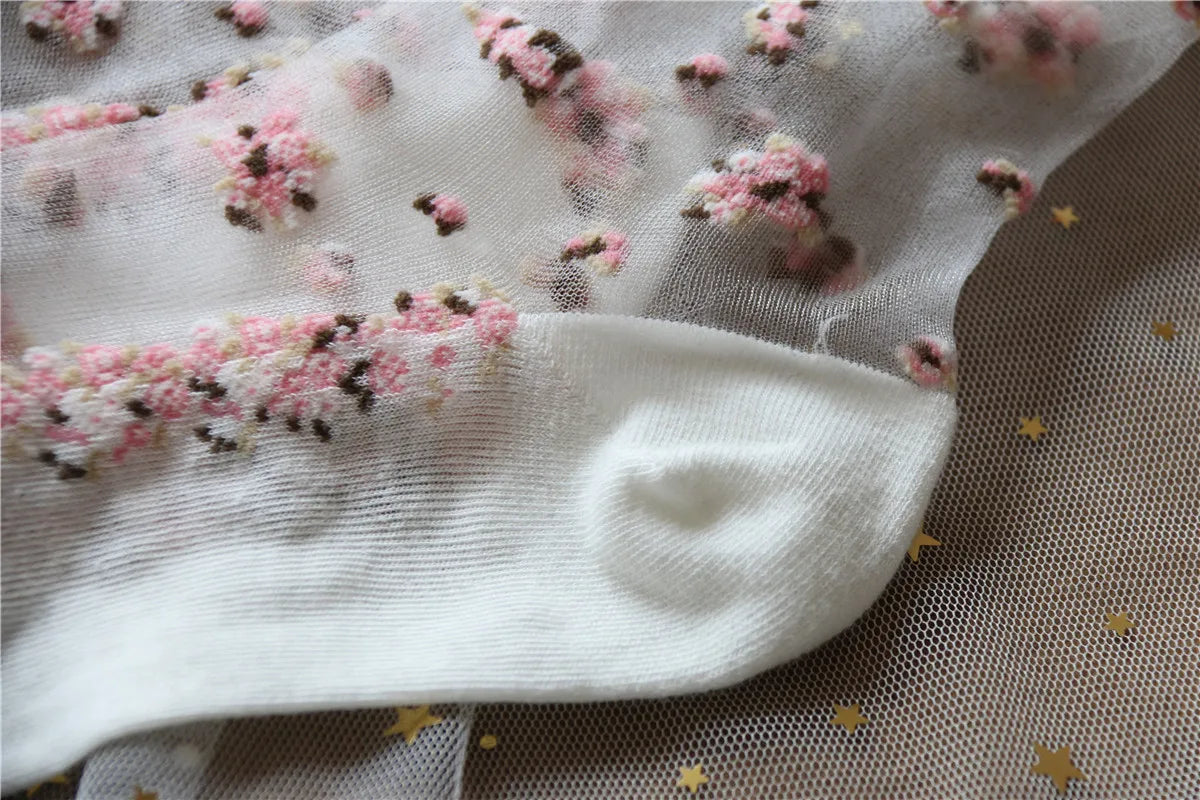Women's Vintage Retro Flower Embroidery Long Socks | Summer Fashion