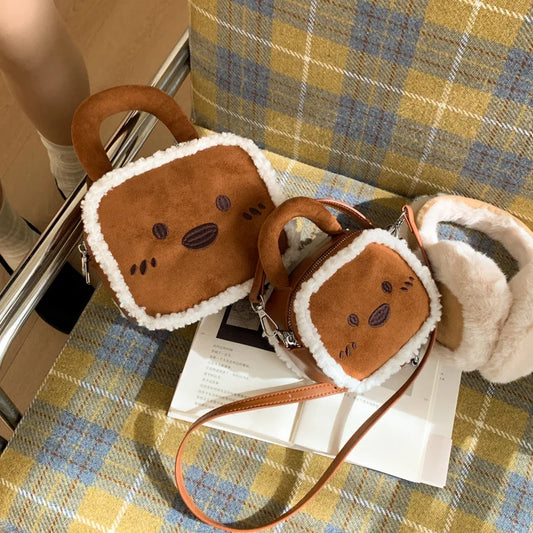 Adopable Bolso Cruzado de Oso de Peluche | Bandolera de Felpa de Cordero
