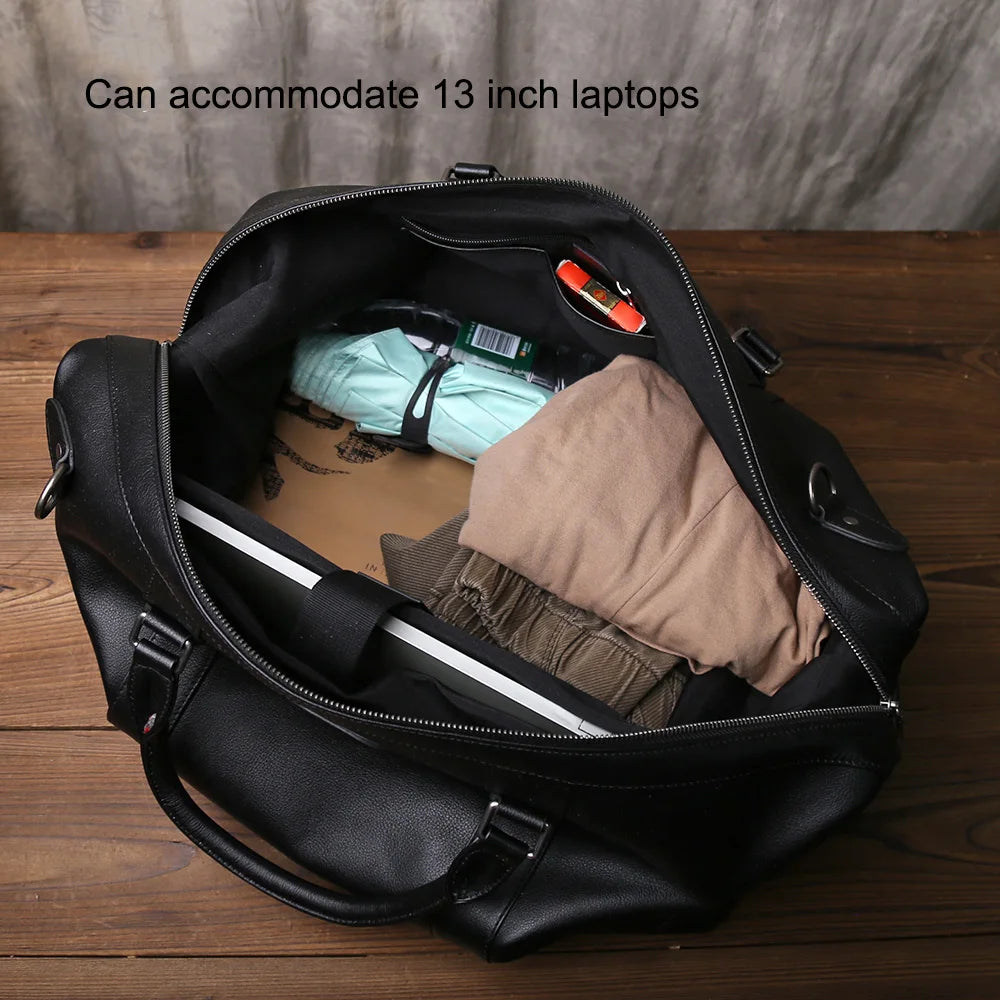 Retro Genuine Leather Men's Travel Bag | Large Capacity Crossbody