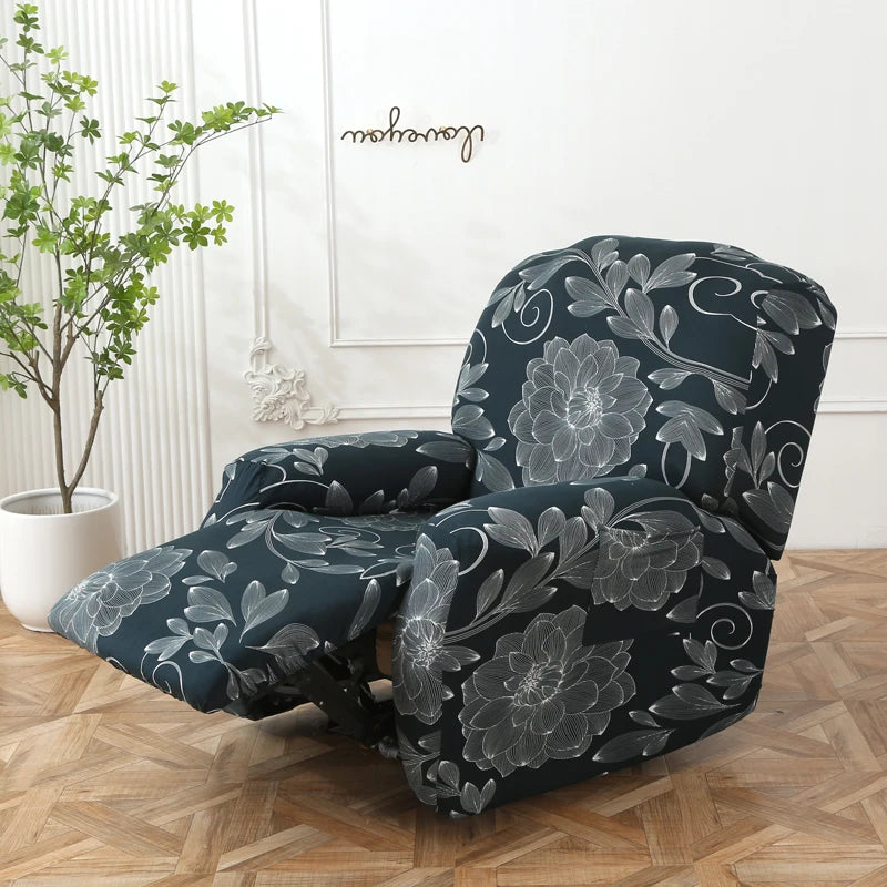 Printed Recliner Cover with Pockets | 4-Piece Furniture Protector