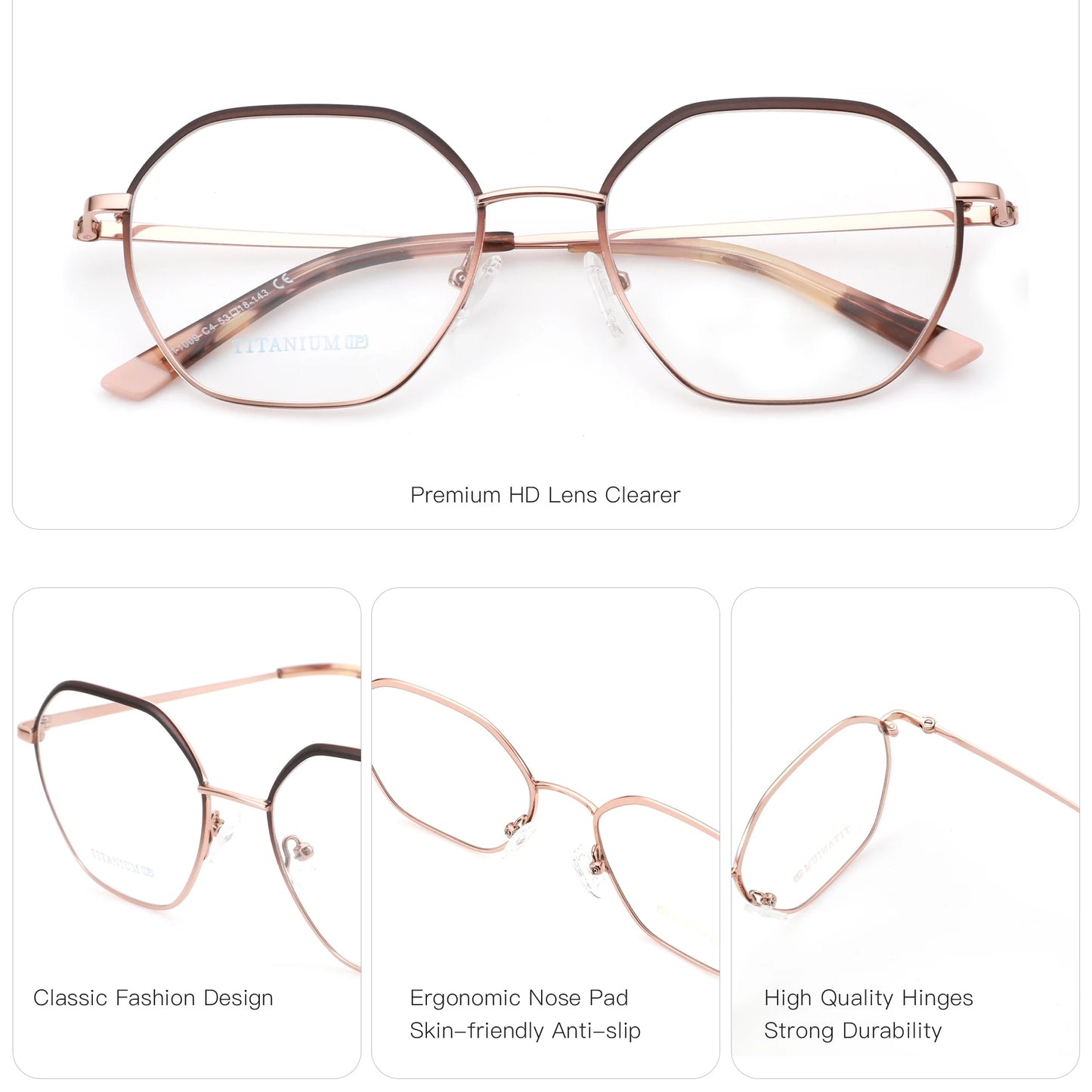 Stylish Women's Pure Titanium Prescription Glasses | Anti-Blue Light Eyewear