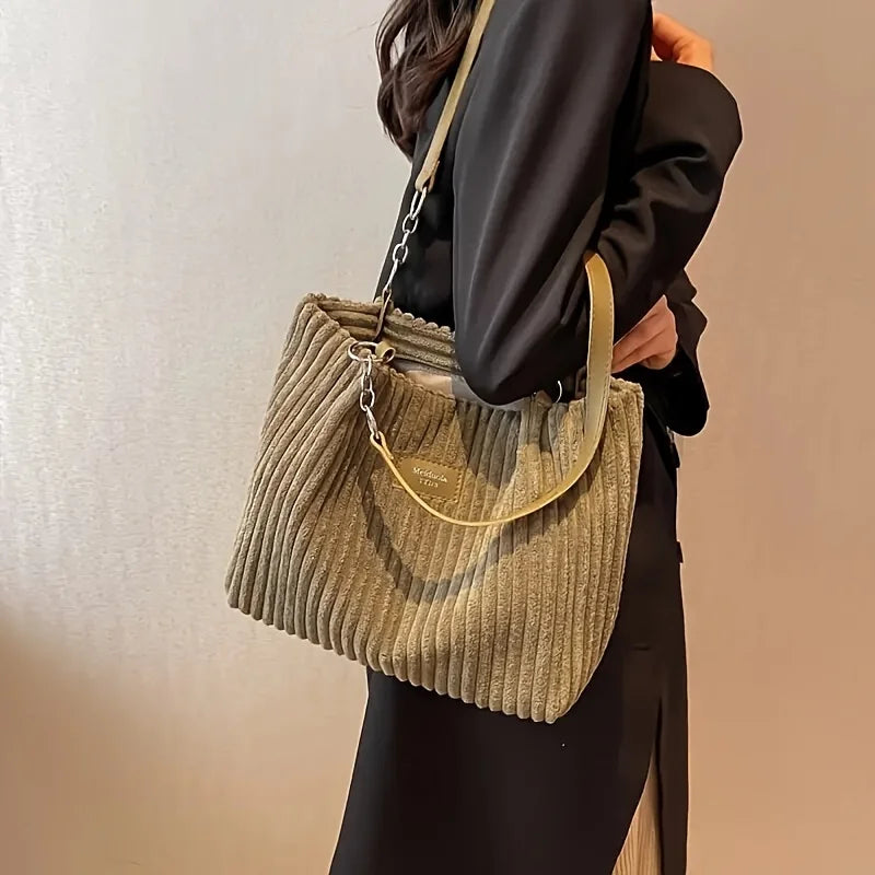 Bolso tote de pana de gran capacidad | Elegante y funcional