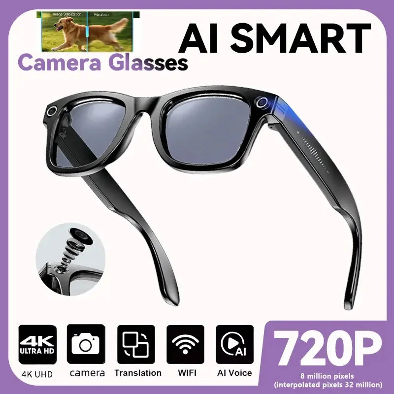 Smart AI Glasses | 8MP Camera, Noise-Cancelling, Waterproof Sunglasses