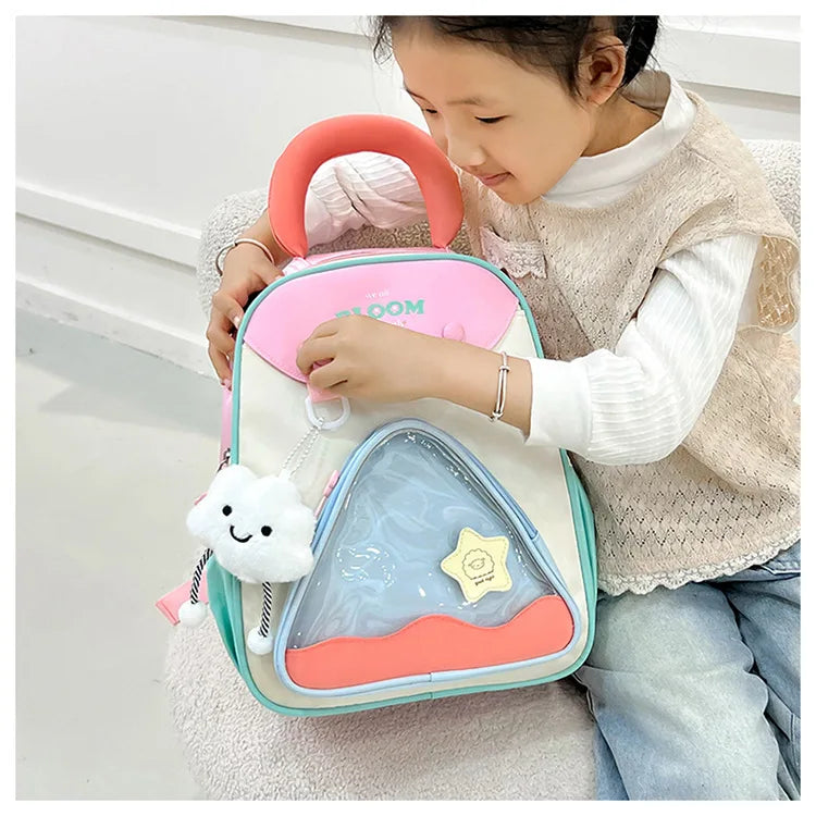 Lightweight Contrast Color Kindergarten Backpack | Cute Stylish Kids Bag