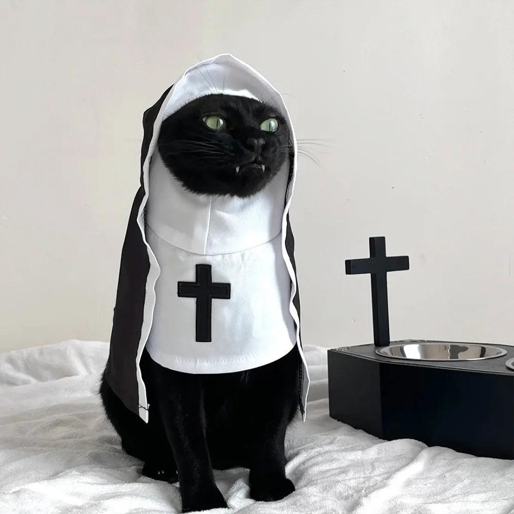Disfraz Divertido de Gato Monja para Perros Pequeños | Lindo Atuendo para Mascotas