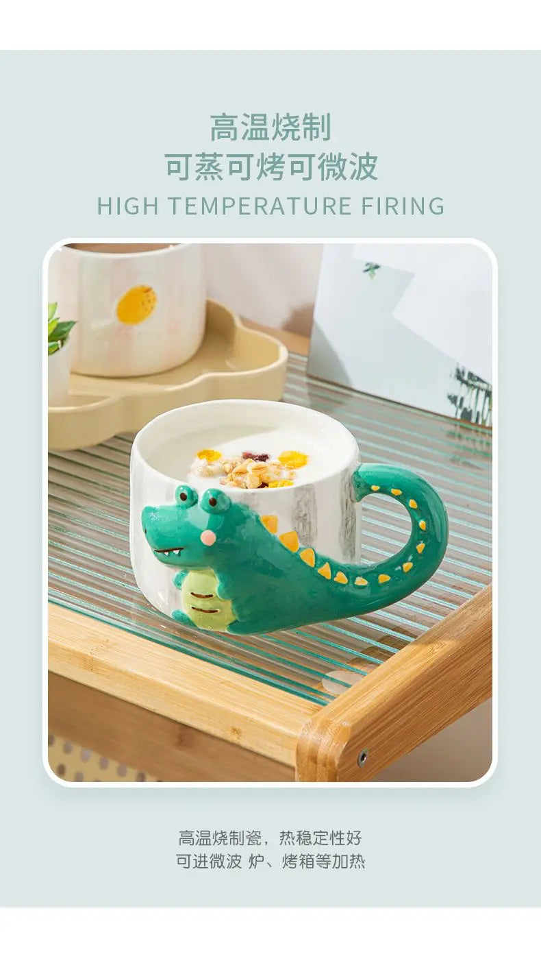 Cute Dinosaur Mug | Colorful Ceramic Coffee Cup for Home & Gifts