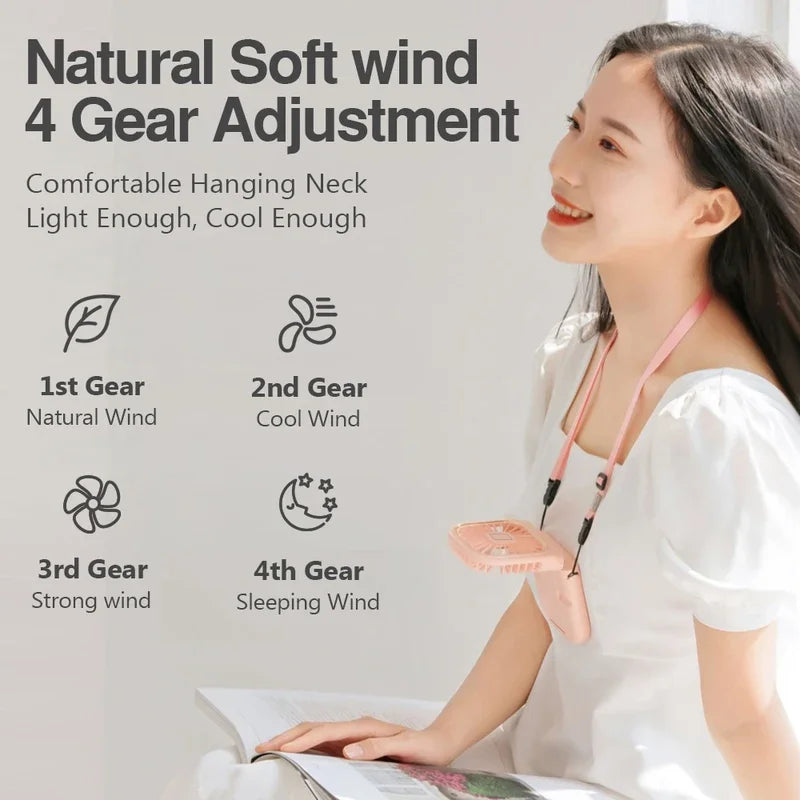 Adjustable USB Rechargeable Mini Neck Fan | Quiet Cooling Comfort