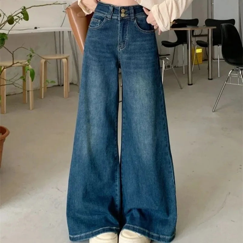 High Waist Loose Fit Wide Leg Jeans | Comfortable Denim Trousers