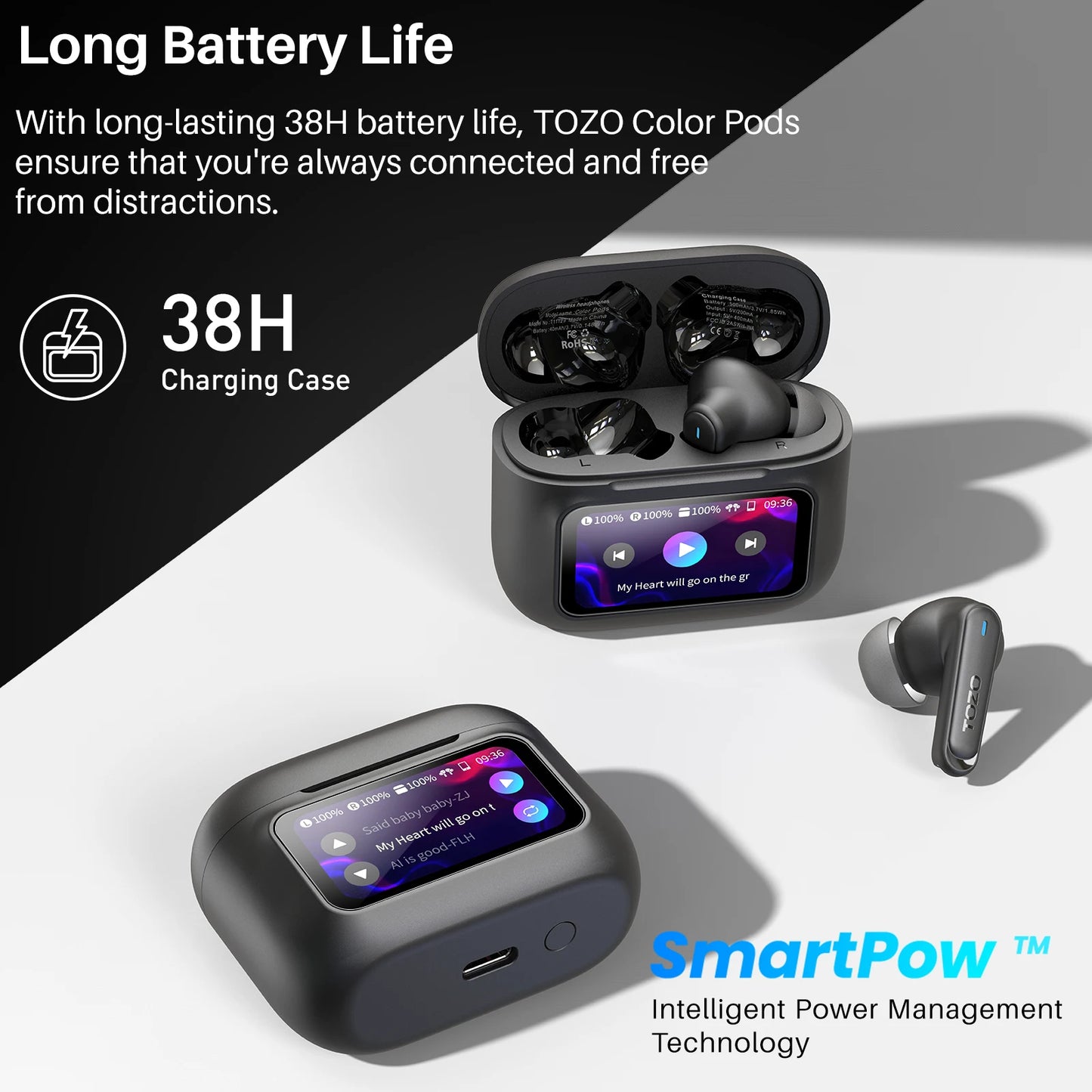 Colorful Wireless Earbuds with Active Noise Cancelling & AI Translate