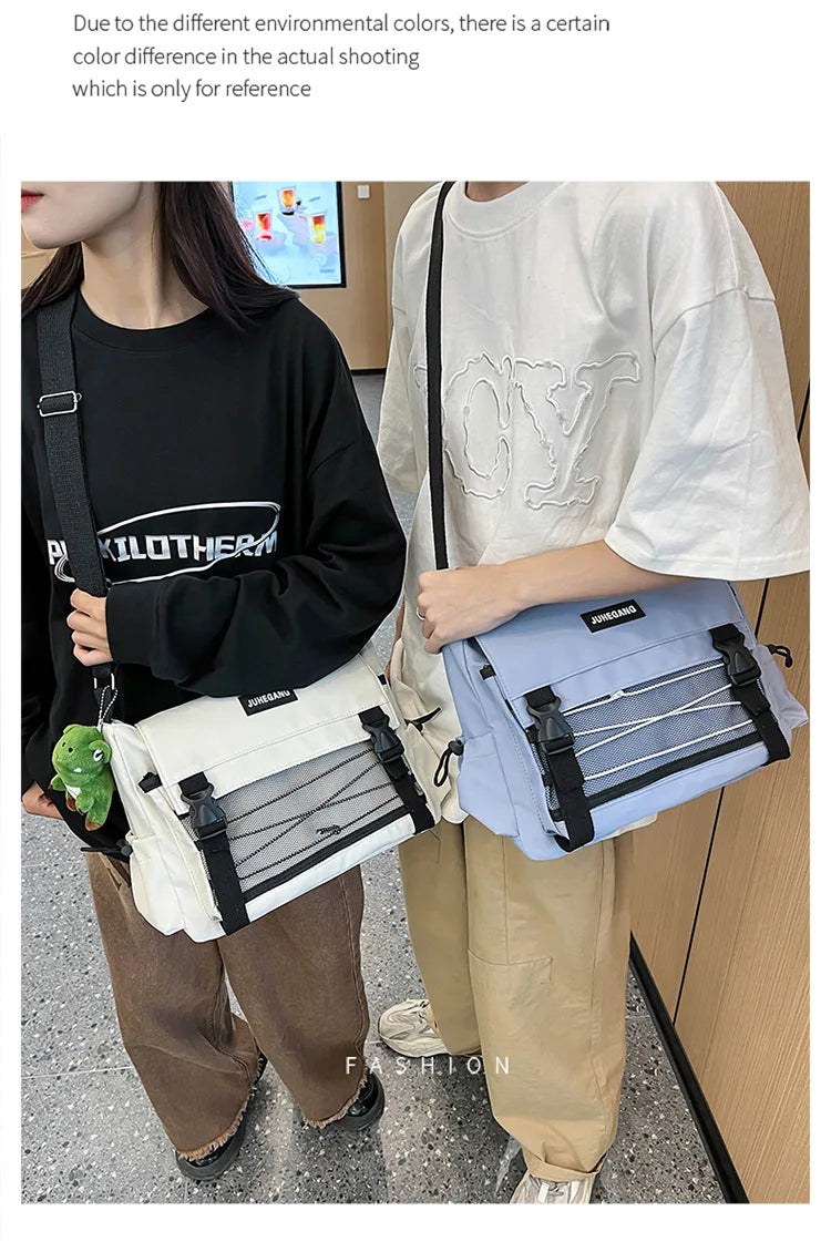 Bolso cruzado de nailon elegante para adolescentes | Bandolera multibolsillos