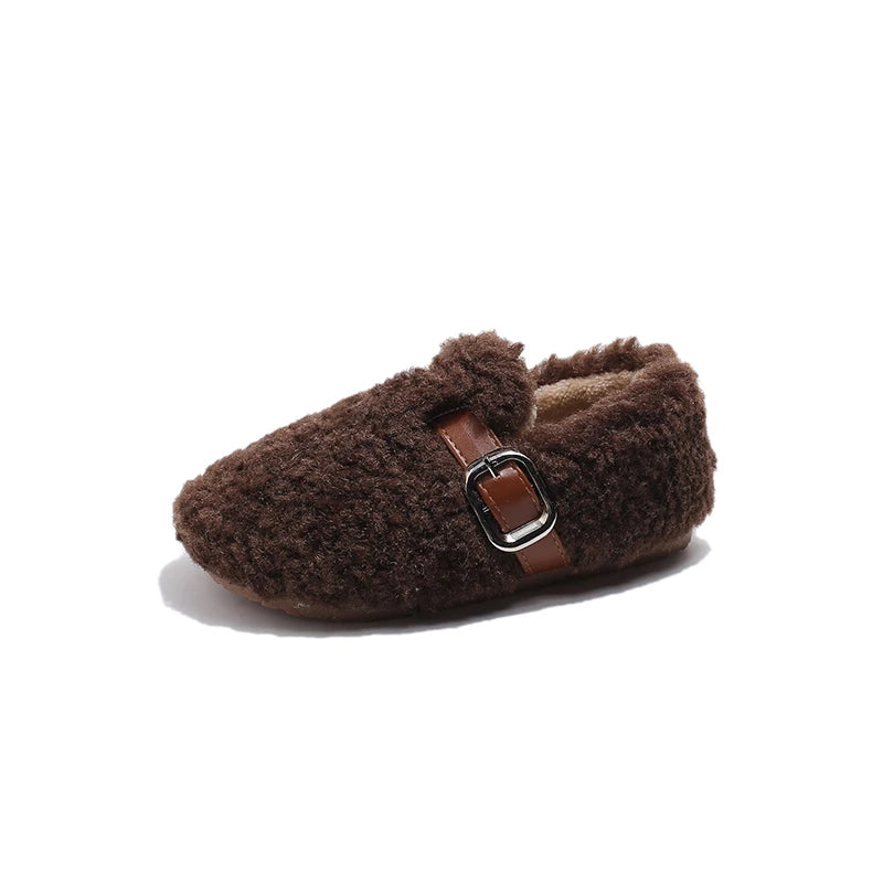 Kids' Warm Plush Flat Winter Shoes | Non-Slip Fashion Footwear