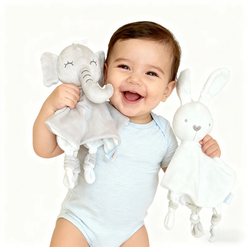 Cute Elephant Plush Teether Rattle for Newborns | Soft Blanket Toy