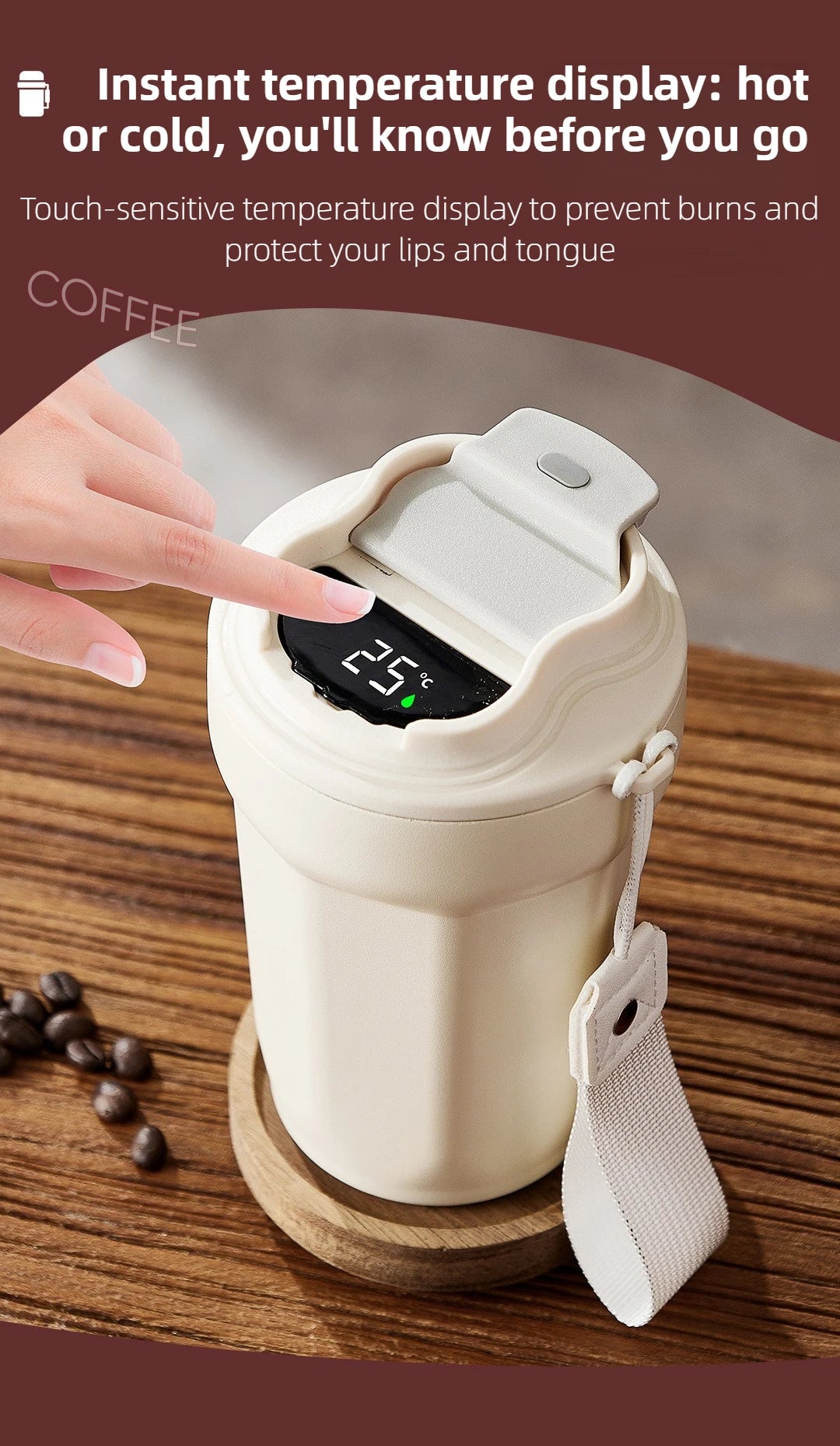 Vacuum Insulated Travel Mug | Smart Temp Display for Hot & Cold Drinks