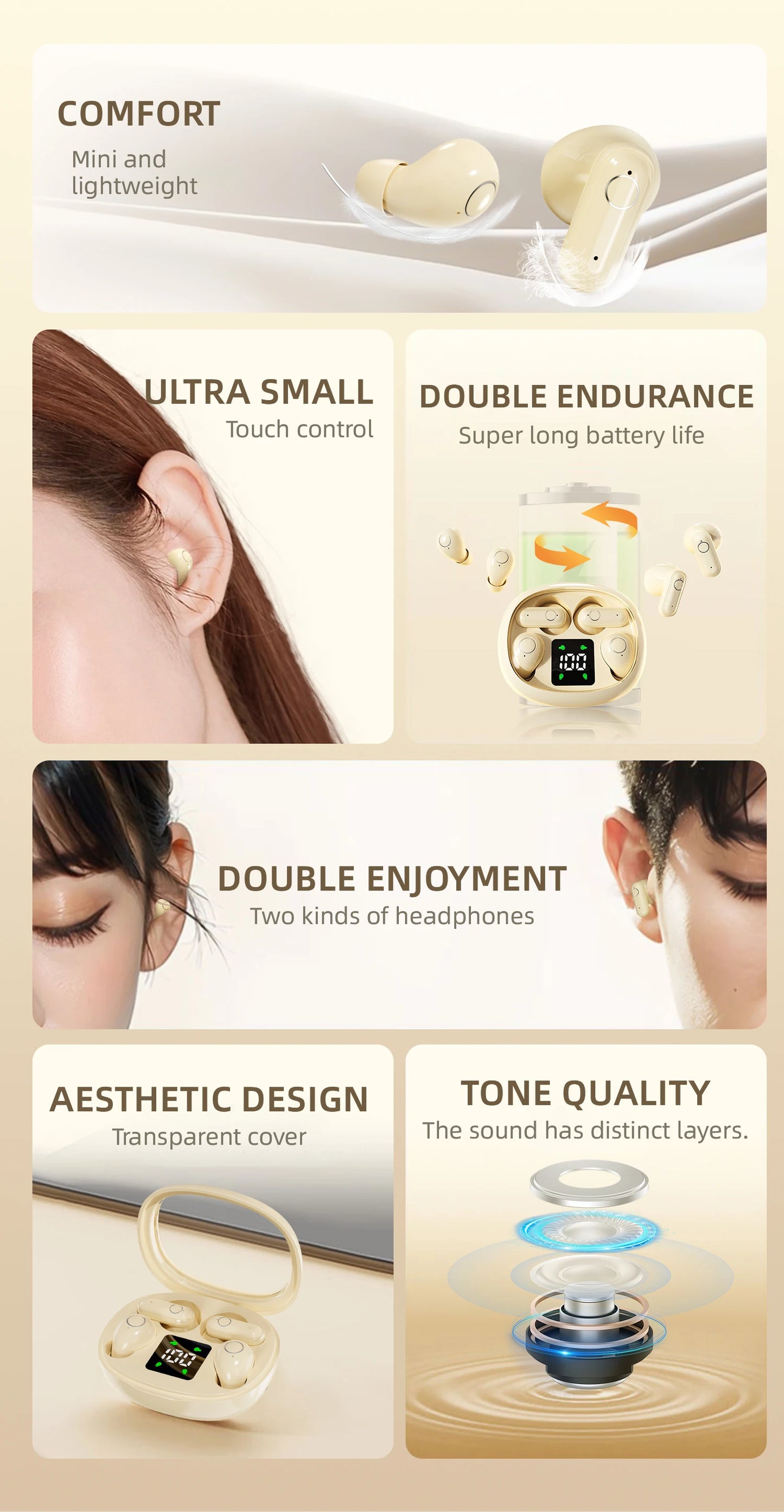 Long Range Bluetooth Earphones Wireless for Sports Running